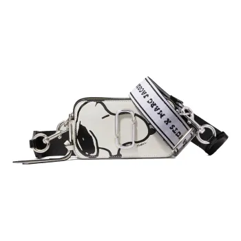 MARC JACOBS Snapshot Leather Camera Bag, Small Square Bag, Shoulder Bag, Crossbody Bag Women's White