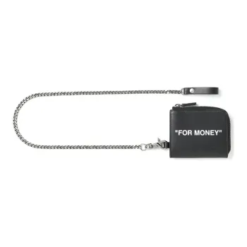 OFF-WHITE Cow Leather Coin Purse Regular Unisex Black