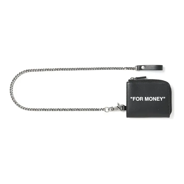 OFF-WHITE Cow Leather Coin Purse Regular Unisex Black-0