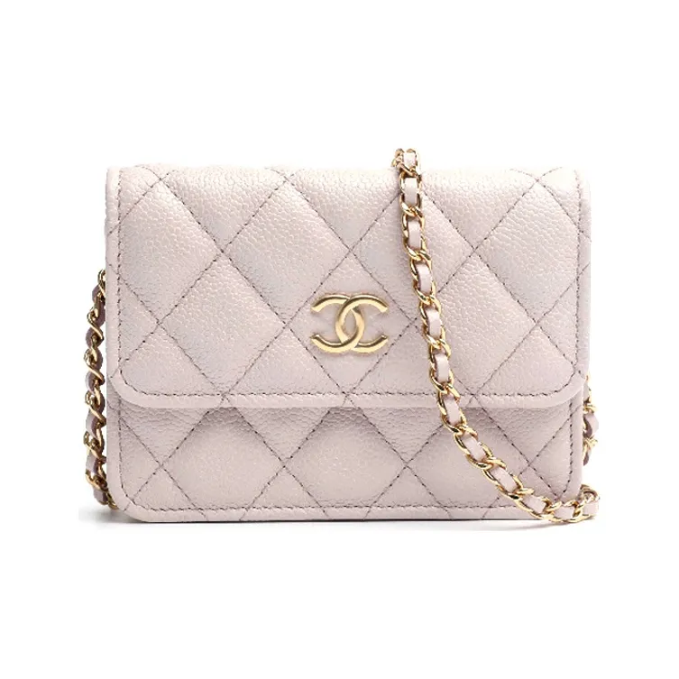 CHANEL 21B Fall Grain Embossed Calfskin Clutch, Shoulder Bag, Crossbody Bag Women's Light Pink-1