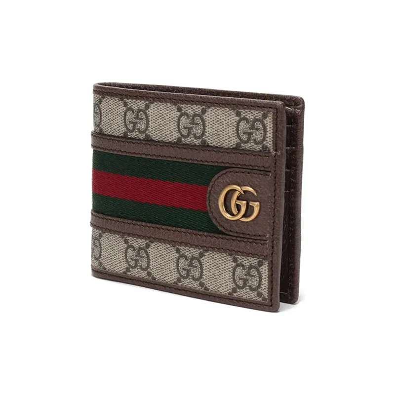 GUCCI Ophidia Canvas With Leather Wallet Men's Beige & Ebony-1