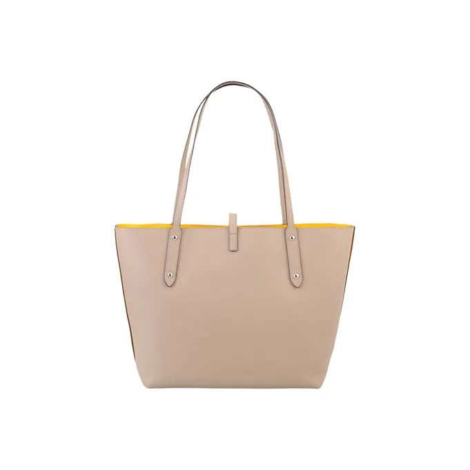 COACH Market Tote Polished Grained Leather Tote Bag Crossbody Bag One Shoulder Handbag Large Size Women's Light Brown-2