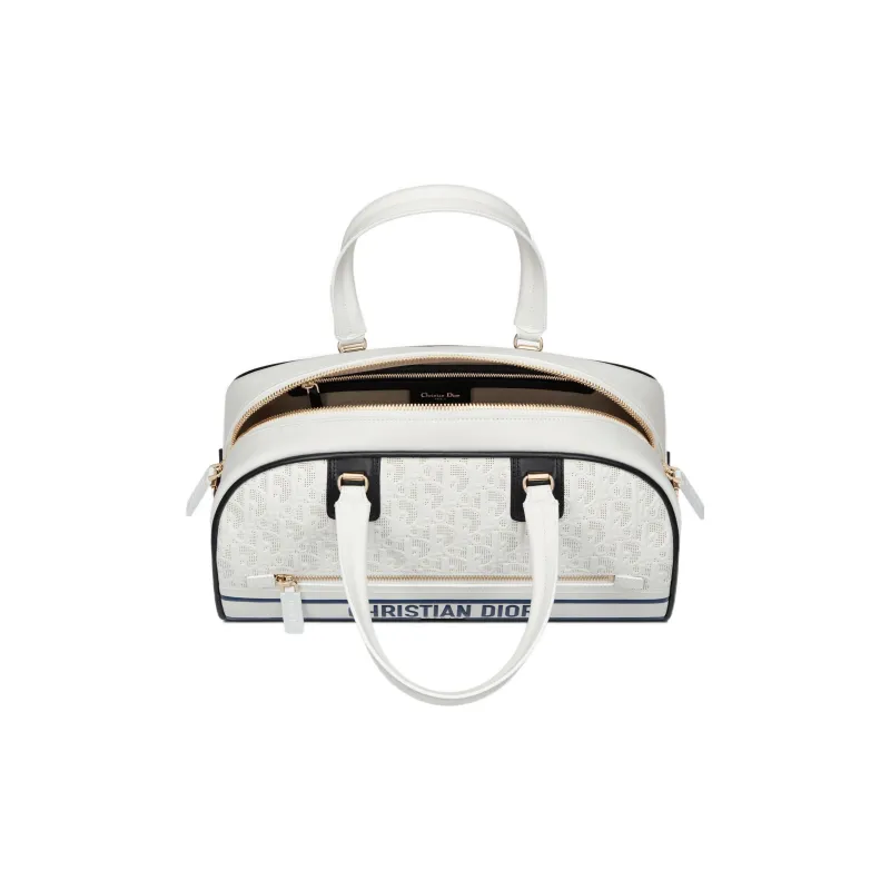 DIOR VibeOBLIQUE Rubber Bowling Bag Shoulder Bag Crossbody Bag Handbags Medium Size Women's White-4