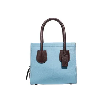 COACH Cashin Leather Tote Bag, Shopping Bag, Handbag, Shoulder Bag, Crossbody Bag Trumpets Women's Blue & Black