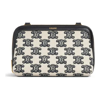 CELINE Triumph Gate Triomphe Fabric Handheld Shoulder Bag Crossbody Bag Women's Black/White