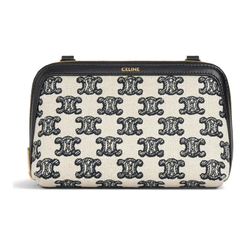 CELINE Triumph Gate Triomphe Fabric Handheld Shoulder Bag Crossbody Bag Women's Black/White