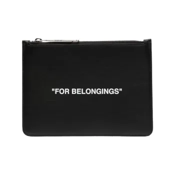 OFF-WHITE Leather Envelope Bag Wallet Mahjong Bag Clutch Regular Men's Black