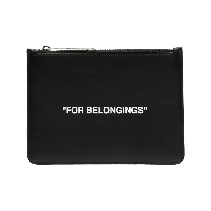 OFF-WHITE Leather Envelope Bag Wallet Mahjong Bag Clutch Regular Men's Black-0