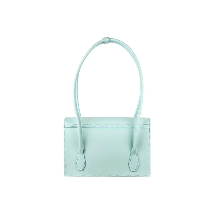 YESE STUDIO Elizabeth Series Cow Leather Shoulder Bag, Handbag Regular Women's Light Blue Green-1