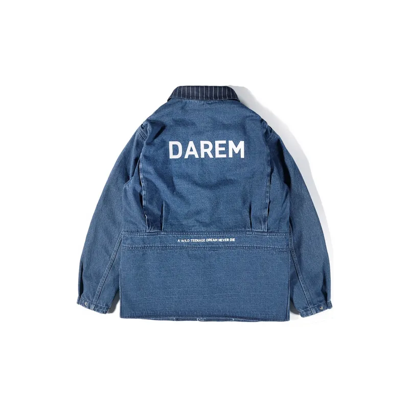 DAKYAM Loose Fit Jacket Unisex Denim Washed Blue-1