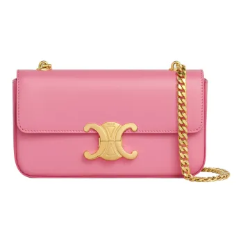 CELINE Triomphe Satin Calfskin Shoulder Bag Handbag Shoulder Bag Women's Vibrant Pink