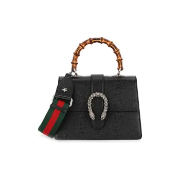 GUCCI Dionysus Leather Shoulder Bag Crossbody Bag Handbag Medium Size Women's Black