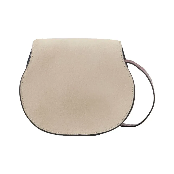 Chloe Chloé Bags Suede Patchwork Grain Calfskin Saddle Bag, Shoulder Bag, Crossbody Bag Mini Women's Gray Dark Blue-1
