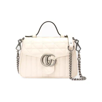 GUCCI Marmont Leather Messenger Bag, Handbag, Shoulder Bag, Crossbody Bag Mini Women's White