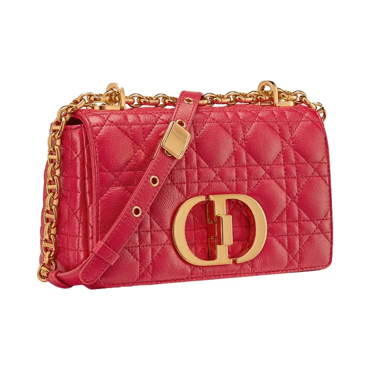 DIOR Caro Soft Cow Leather Handbag Shoulder Bag Crossbody Bag Small Size Women's Overripe Red-1