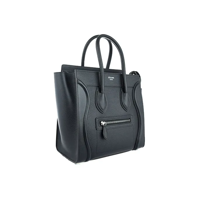 CELINE Luggage Leather Handbag Women's Black-1