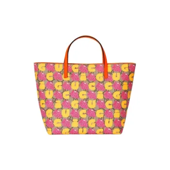GUCCI Canvas With Leather Tote Bag, Shopping Bag, Handbag Kids' Ebony/Orange Yellow/Multicolor