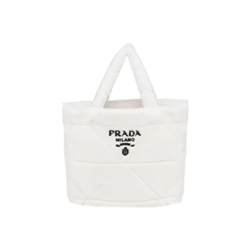 PRADA Quilting Shearling Tote Bag, Shopping Bag, Handbag Women's White/Black