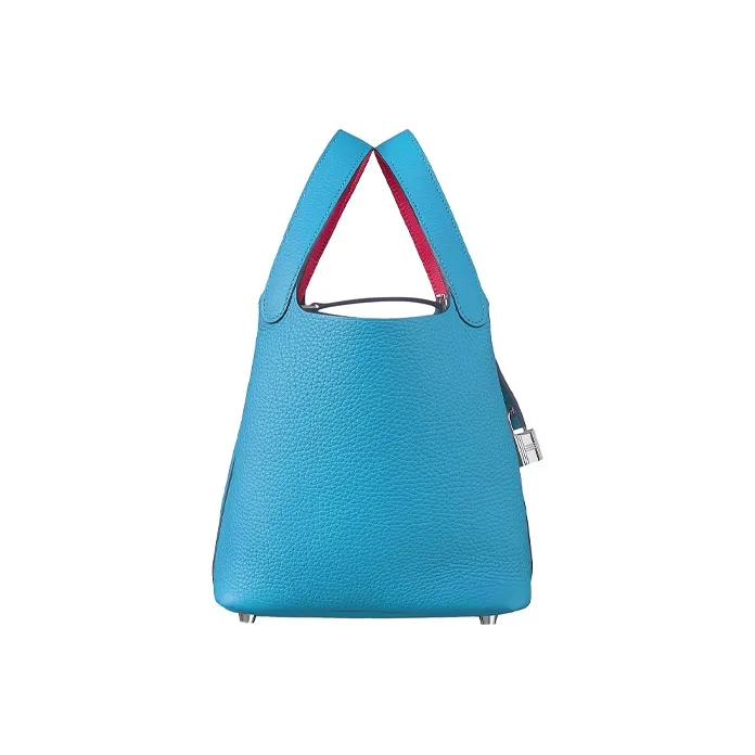 HERMES Picotin Clemence Bullock Leather Swift Calfskin Bucket Bags Handbags 18 Women's Blue/Mexican Pink-1