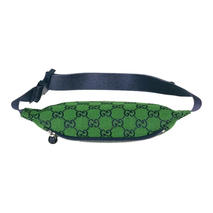 GUCCI Canvas Waist Bag Chest Bag Kids' Green/Dark Blue-4