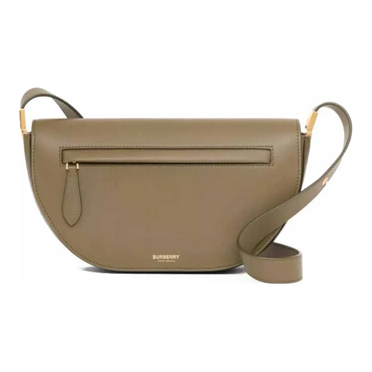 Burberry Smooth Leather Shoulder Bag Crescent Bag Handbag Shoulder Bag Small Size Women's Dark Fern Green-1