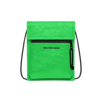 Balenciaga Grain Cow Leather One Shoulder Handbag Small Size Men's Neon Green