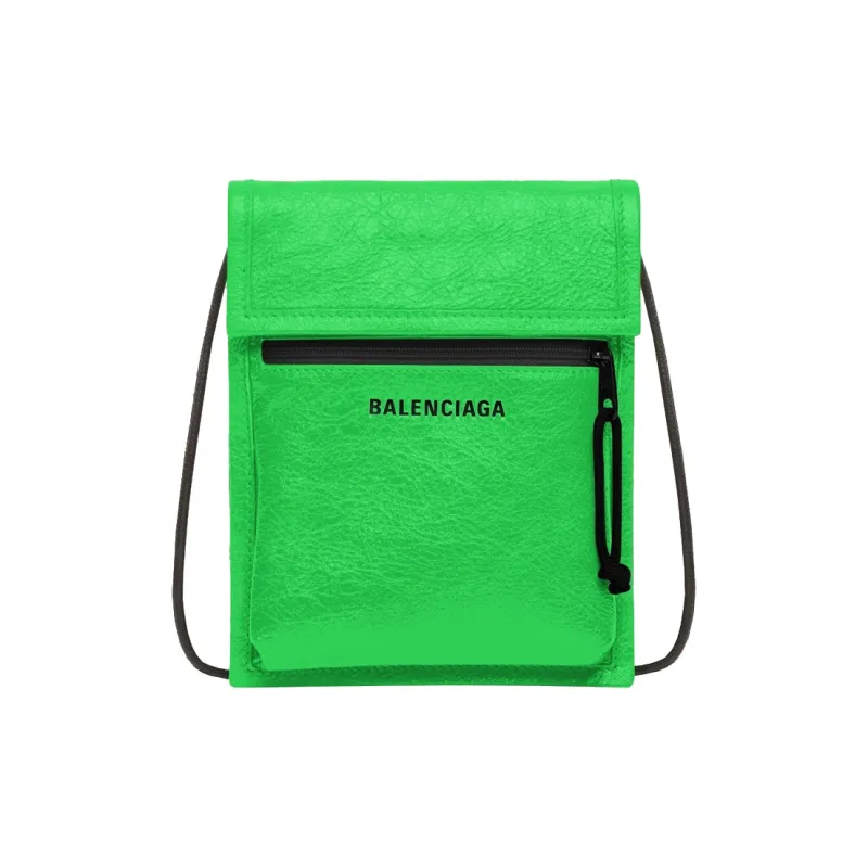 Balenciaga Grain Cow Leather One Shoulder Handbag Small Size Men's Neon Green-0