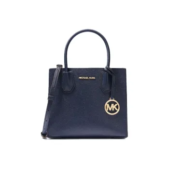 MICHAEL KORS Mercer Cow Leather Trunk Bag Handbag Crossbody Bag Shoulder Bag Medium Size Women's Navy Blue