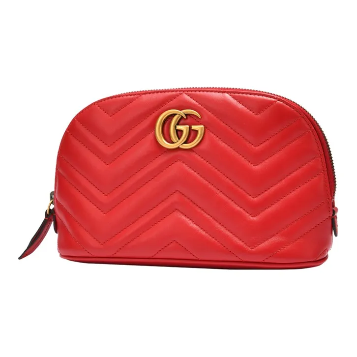 GUCCI GG Marmont Quilting Leather Makeup Bags Toiletry Bags Clutches Large Size Women's Red-1