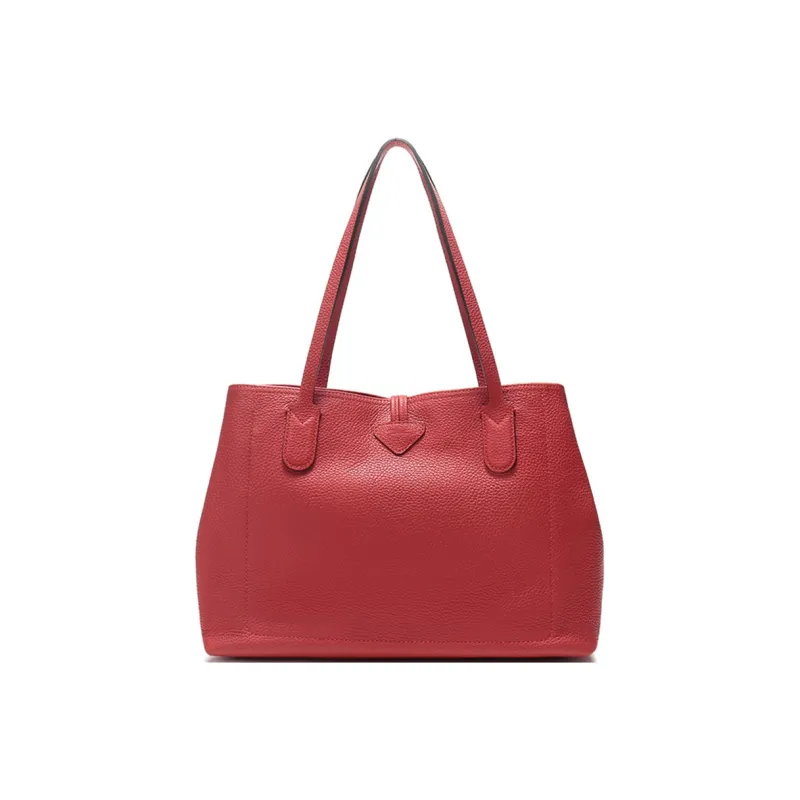 LONGCHAMP Roseau Cow Leather Handbag Shoulder Bag Medium Size Women's Red-3