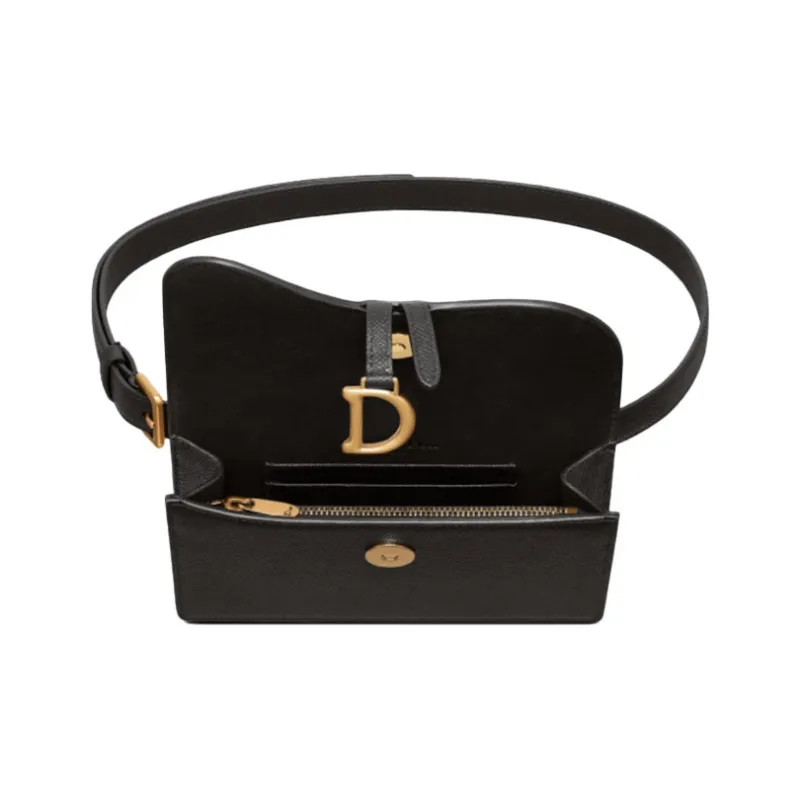 DIOR Saddle Cow Leather Saddle Bag Fanny Pack Regular Women's Black-2