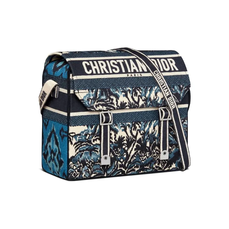 DIOR DiorCamp Embroidery Canvas Fabric Messenger Bag Shoulder Bag Crossbody Bag Regular Women's Blue-1