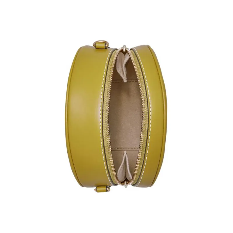 TORY BURCH Jacquard Leather Round Bag, Shoulder Bag, Crossbody Bag Women's Grass Green-2