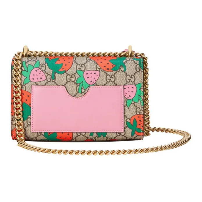 GUCCI Padlock Canvas Box Bag Lock Shoulder Bag Crossbody Bag Small Size Women's Ebony/Pink-3
