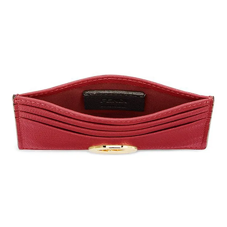 FENDI F Is Fendi Calfskin Card Holder With Clip Women's Red-3