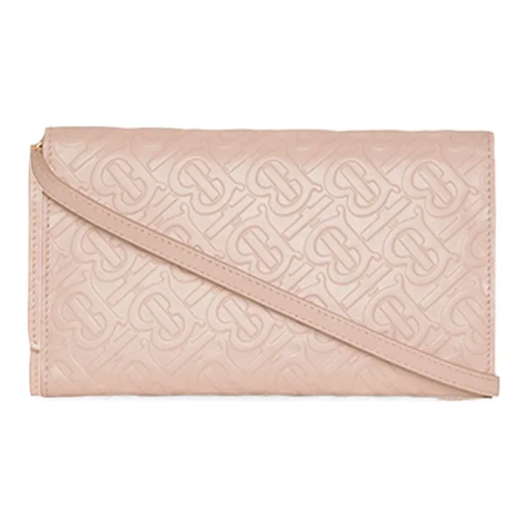 Burberry Leather Wallet Clutch Crossbody Bag Shoulder Bag Women's Pink-1