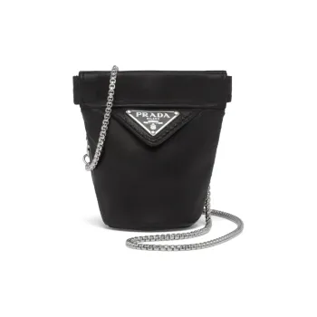 PRADA Soft Sheepskin Clutch Bag Over The Shoulder Mini Unisex Black