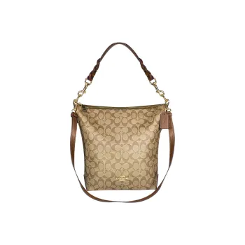 COACH Duffle PVC Crossbody Bucket Bag Large Size Women's Khaki