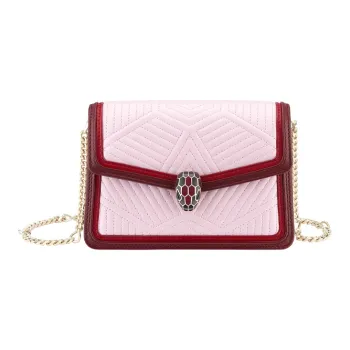 BVLGARI Calfskin Trim Crossbody Bag Shoulder Bag Mini Women's Rose