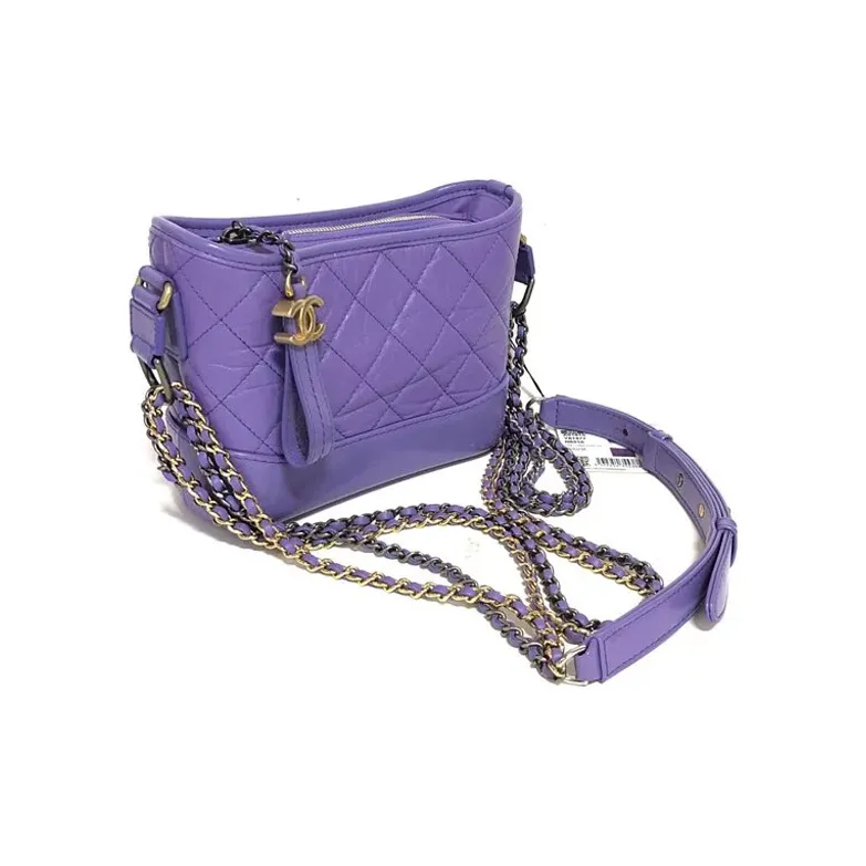 CHANEL Gabrielle Calfskin Hobo Bag, Handbag, Shoulder Bag, Crossbody Bag Trumpets Women's Purple-1