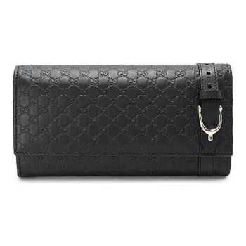GUCCI Leather Cow Leather Wallet Women's Black