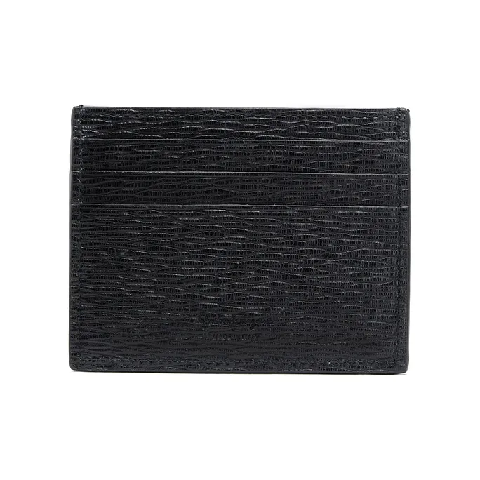 FERRAGAMO Cow Leather Card Holder Men's Black-1