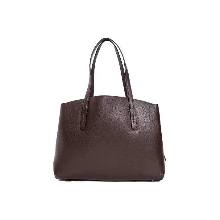 COACH Charlie Shiny Leather Tote Bag Shopping Bag Handbag Shoulder Bag Women's Coffee Brown-1