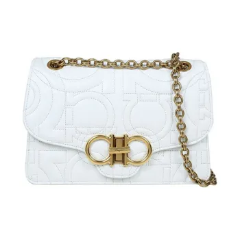FERRAGAMO Cow Leather Shoulder Bag Unisex White
