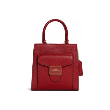 COACH Pepper Woolen Small Square Bag, One Shoulder Handbag Small Size Women's Red