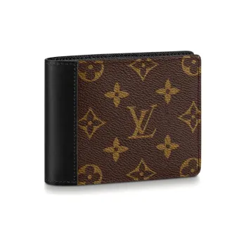 LOUIS VUITTON Multiple Coated Canvas Cow Leather Patchwork Wallet Men's Brown
