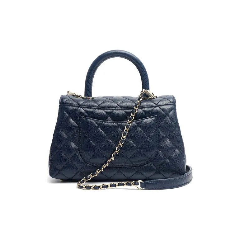 CHANEL Coco Handle Caviar Calfskin Handbag, Shoulder Bag, Crossbody Bag Women's Dark Blue-1