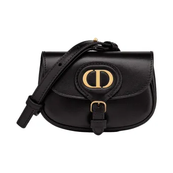 DIOR Bobby Smooth Finish Cow Leather Handbag Shoulder Bag Crossbody Bag Mini Women's Black