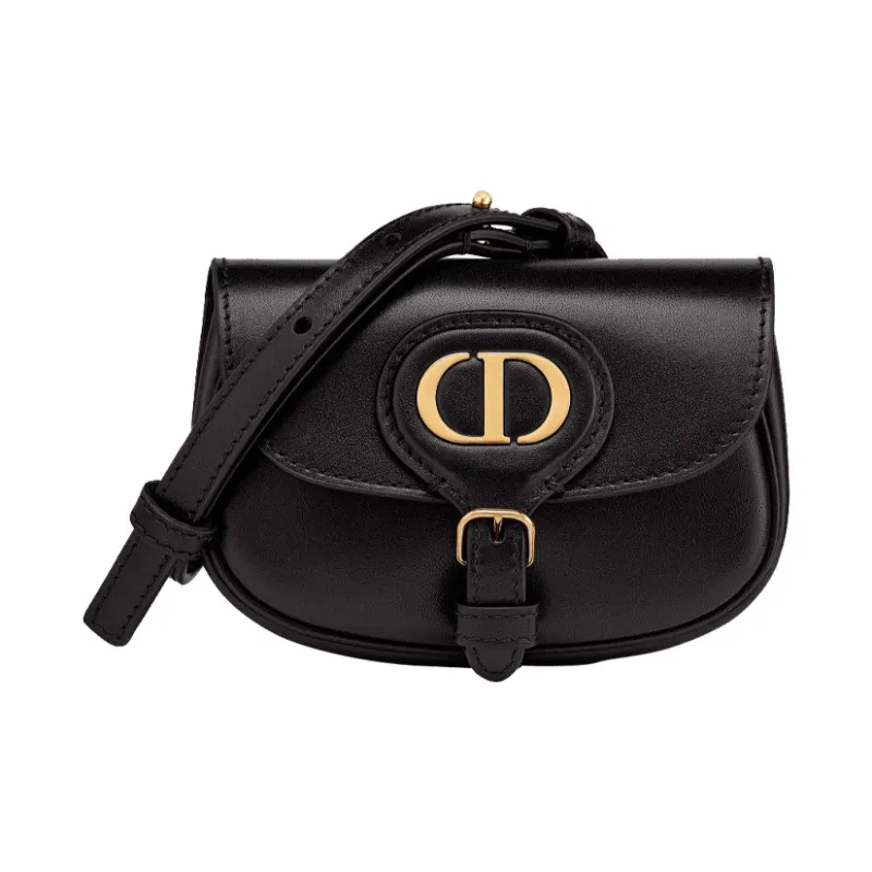 DIOR Bobby Smooth Finish Cow Leather Handbag Shoulder Bag Crossbody Bag Mini Women's Black-0