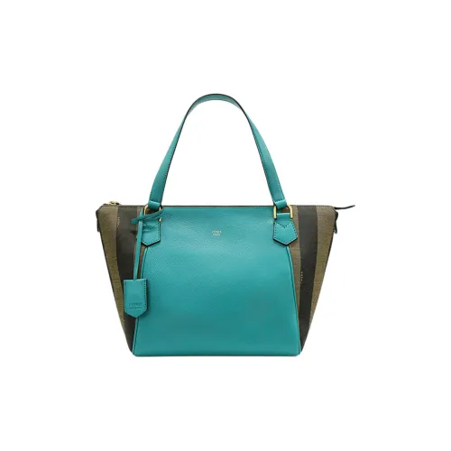FENDI Canvas With Leather Tote Bag Shopping Bag Shoulder Bag Handbag Regular Women's Lake Blue/Brown